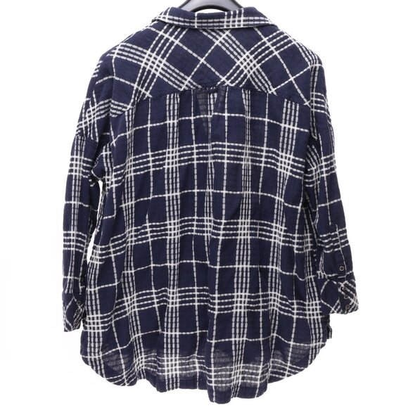 Free People Oversized Long Sleeve Button Down Shirt Blouse Women's M Blue/White - Picture 4 of 14